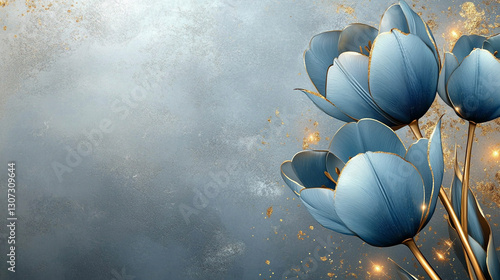 Niebieskie tulipany, karta na życzenia z miejscem na tekst generative ai © Elżbieta Kaps