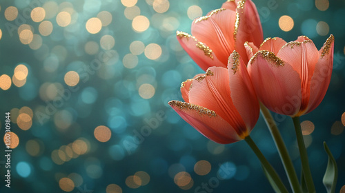 Czerwone tulipany, karta na życzenia z miejscem na tekst generative ai © Elżbieta Kaps