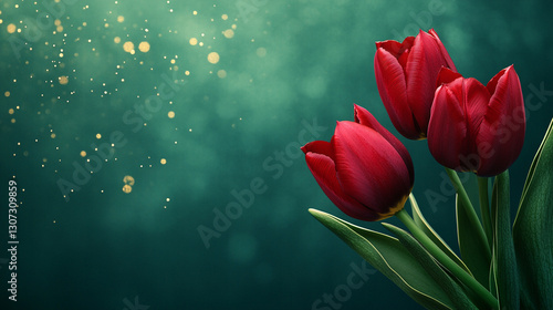 Czerwone tulipany, karta na życzenia z miejscem na tekst generative ai © Elżbieta Kaps