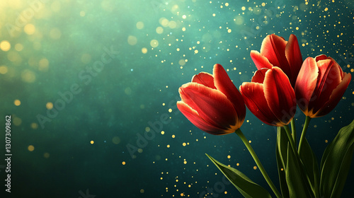 Czerwone tulipany, karta na życzenia z miejscem na tekst generative ai © Elżbieta Kaps