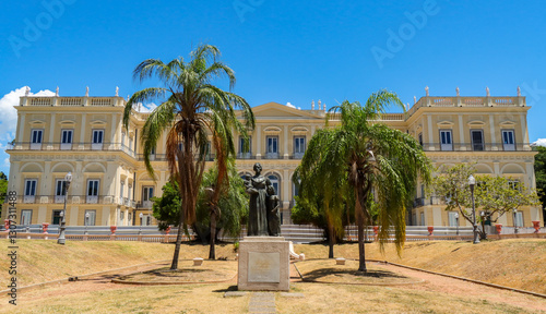 Rio de Janeiro, RJ, Brazil, 03/03/2025 - Facade of the National Museum, Museu Nacional, at Quinta da Boa Vista, São Cristóvão neighborhood