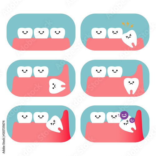 かわいい歯のキャラクターのイラストセット