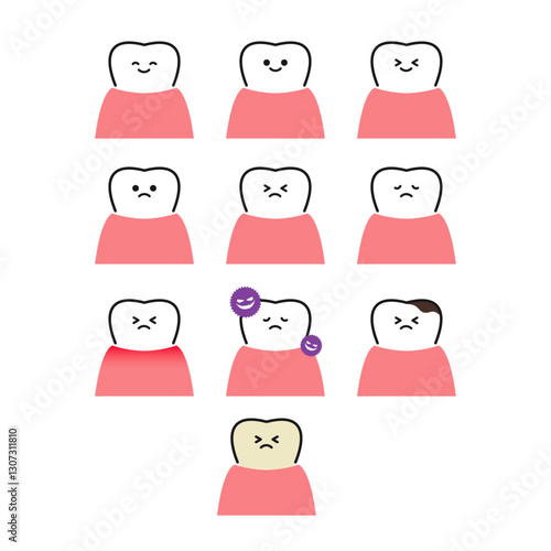 かわいい歯のキャラクターのイラストセット