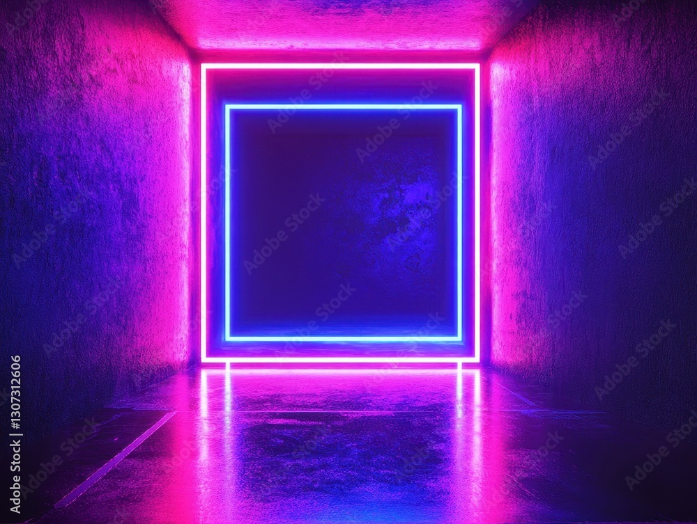 Neon light tunnel with vivid blue and pink hues creating a mesmerizing atmosphere of depth and energy in a modern abstract space Neon light tunnel with vivid blue and pink hues creating a mesmerizing atmosphere of depth and energy in a modern abstract space