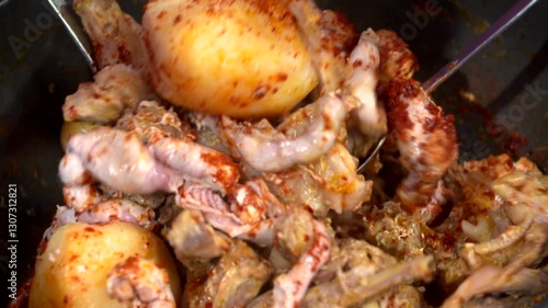 Wallpaper Mural Mixing spicy braised chicken with seasoning Torontodigital.ca