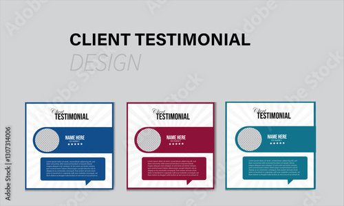 modern client testimonial template design with 3 colour