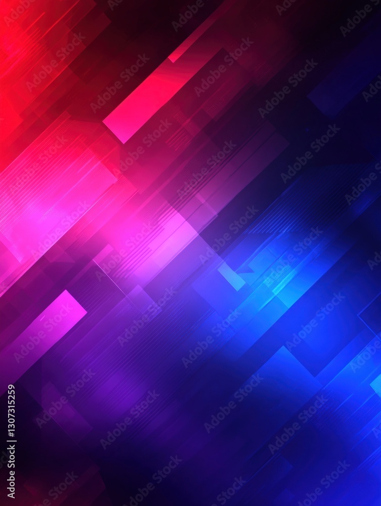 Abstract Digital Composition Of Geometric Shapes With Red Blue And Purple Gradients Against Dark Backdrop Abstract Digital Composition Of Geometric Shapes With Red Blue And Purple Gradients Against Dark Backdrop