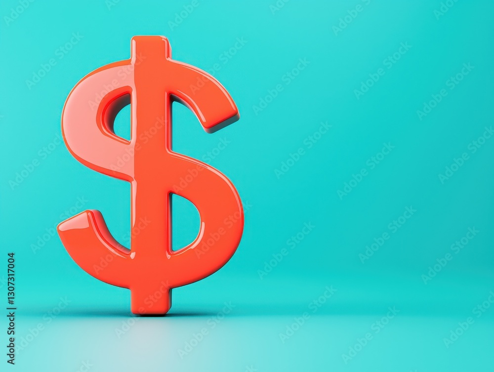 A vibrant red dollar sign stands against a teal background, symbolizing finance, wealth, and economic transactions. A vibrant red dollar sign stands against a teal background, symbolizing finance, wealth, and economic transactions.