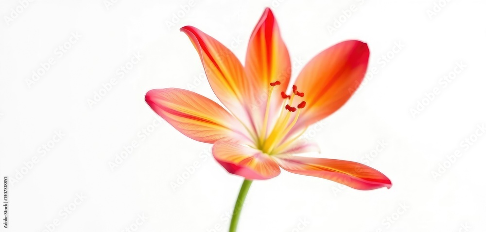 Naklejka premium A single vibrant bloom, petals unfurled, set against a pure white backdrop, wildflower, autumn