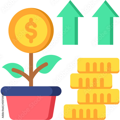 Dividend Yield flat color icon
