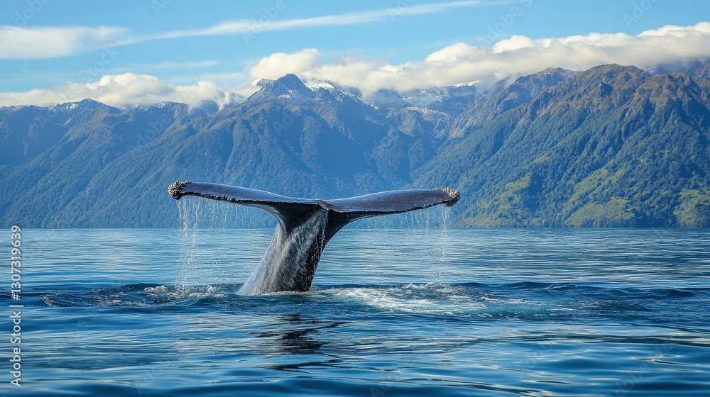 Fototapeta premium A serene, deep blue-green body of water glistens under soft light, its smooth, gently curving surface reflecting a tranquil, ethereal atmosphere
