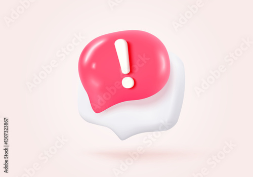 3d red danger attention for help or emergency notice alert on rescue warning. loud alert important for security urgency concept. 3d warning urgent buttons icon vector render illustration