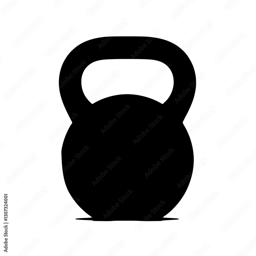 Fototapeta premium Minimalist black kettlebell silhouette on a white background symbolizing strength training