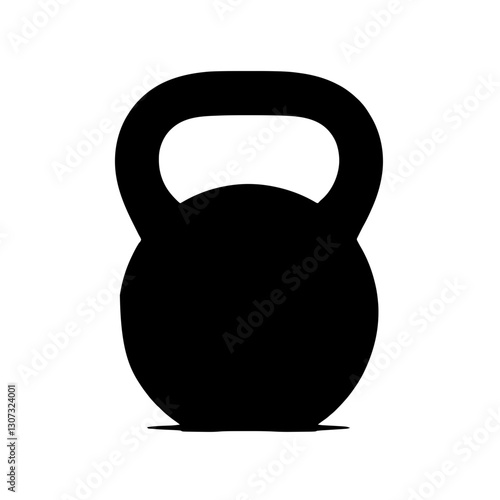 Minimalist black kettlebell silhouette on a white background symbolizing strength training