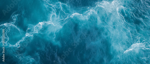 Fototapeta Naklejka Na Ścianę i Meble -  Panoramic shot of Sea water texture in high quality, Summer background.