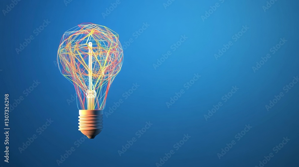 Fototapeta premium Illuminated Ideas: A Network of Innovation - Symbolizing creativity, connection, innovation, knowledge, and growth through a vibrant lightbulb design. A powerful for progress and new ideas