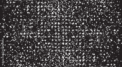 Rough, irregular texture composed of monochrome geometric elements. Overlay distressed grunge background. Abstract vector illustration. Isolated on white background. EPS10