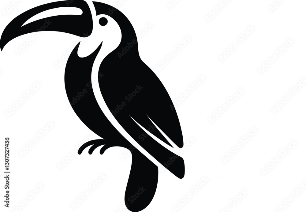 Fototapeta premium Toucan illustration of an ant silhouette on a plain white background