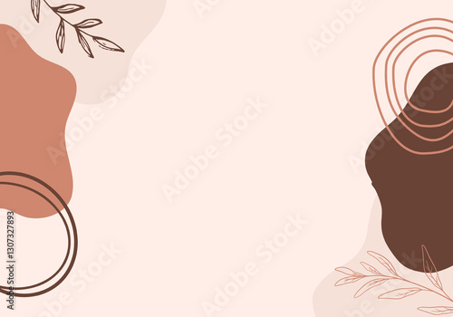 Cuadro en lienzo Abstract earthy tone design with botanical elements for creative projects