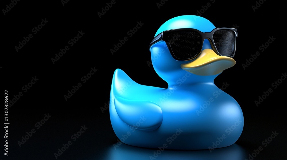 Cool blue rubber duck sunglasses dark background fun Cool blue rubber duck sunglasses dark background fun