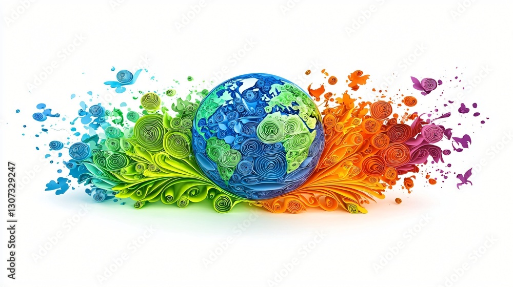 Colorful paper art globe, environmental concept Colorful paper art globe, environmental concept