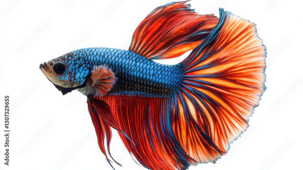Fototapeta premium A breathtaking Betta fish with a mix of vivid red and blue hues