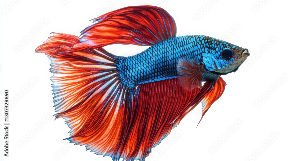 Fototapeta premium A breathtaking Betta fish with a mix of vivid red and blue hues