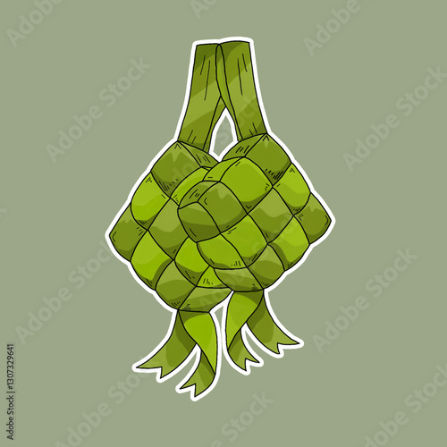Vector Illustration of Ketupat: A Traditional Delicacy Woven With Love