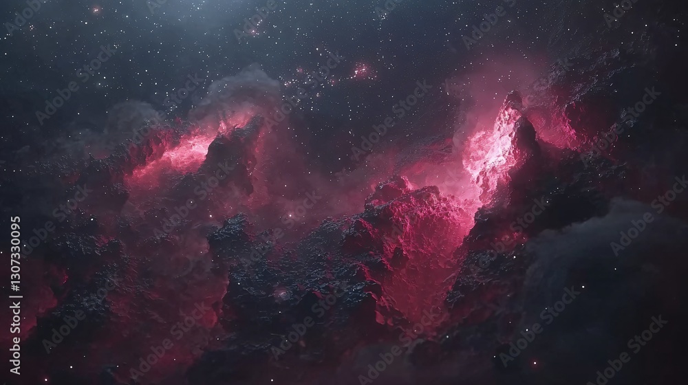 Cosmic Nebula Red Gaseous Clouds Cosmic Nebula Red Gaseous Clouds