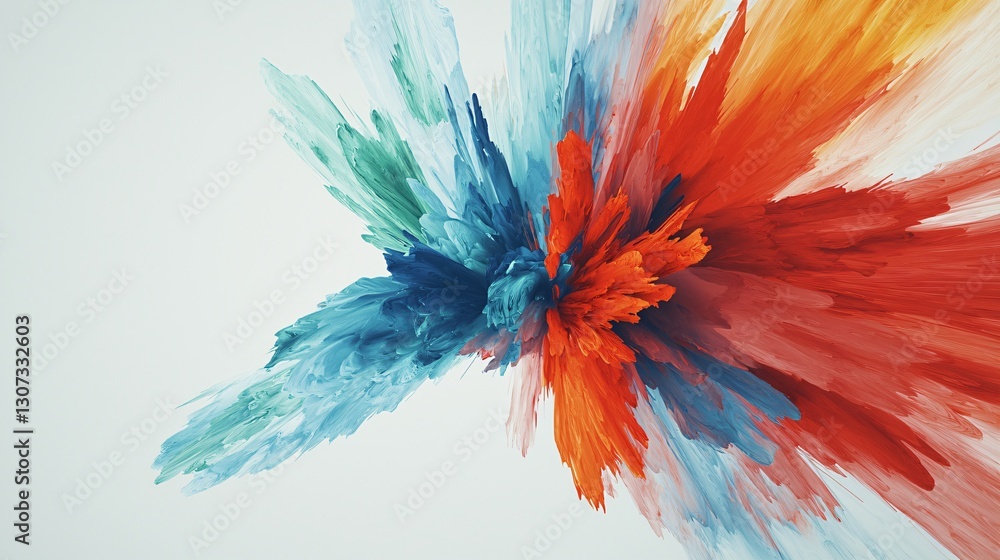 Colorful paint explosion, abstract art, white background, design element Colorful paint explosion, abstract art, white background, design element