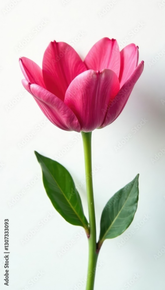 Fototapeta premium Single blooming flower isolated on white background with soft lighting, solo, petals, flower power