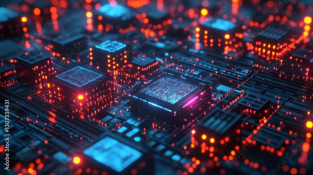 Glowing Circuit Board Abstract Technology Image Glowing Circuit Board Abstract Technology Image