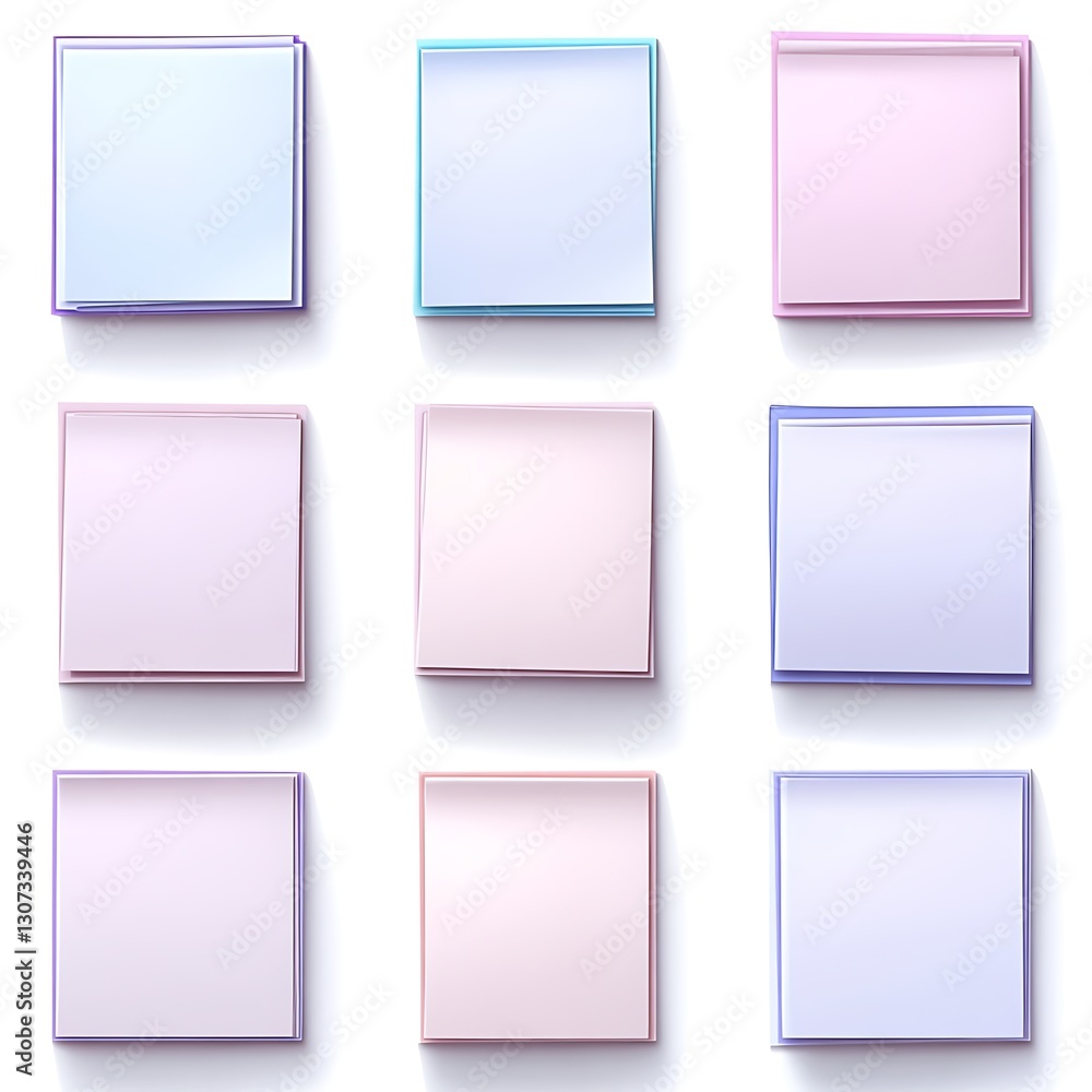 Pastel Tiles Laid on White Surface, Above View Pastel Tiles Laid on White Surface, Above View