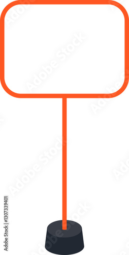 Illustration of a standing sign holder with blank copy space. Empty sign board for your design. 