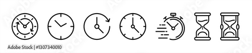 Timers and clock icons set. Time line icon. Vector 10 eps.