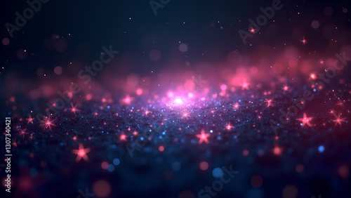 Abstract Cosmic Sparkles on Dark Blue Background