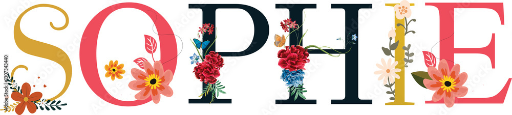 Fotografia Sophie, Name Vector Typography With Emboidered