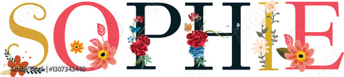 Photos Sophie, Name Vector Typography With Emboidered