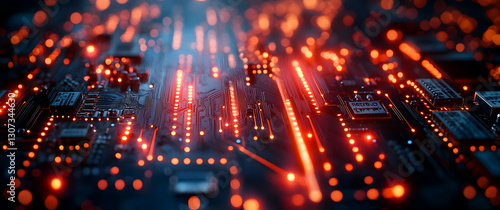 Wallpaper Mural Glowing Red Circuit Board Abstract Technology Background Torontodigital.ca