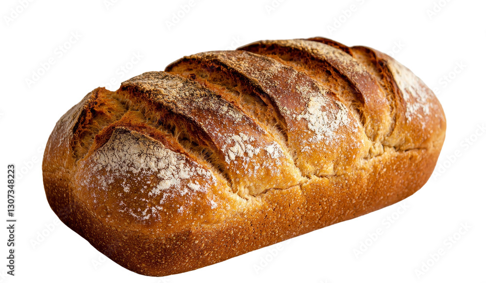 Isolated on white, a lone bread slice adorned with sesame seeds is prominently displayed Isolated on white, a lone bread slice adorned with sesame seeds is prominently displayed