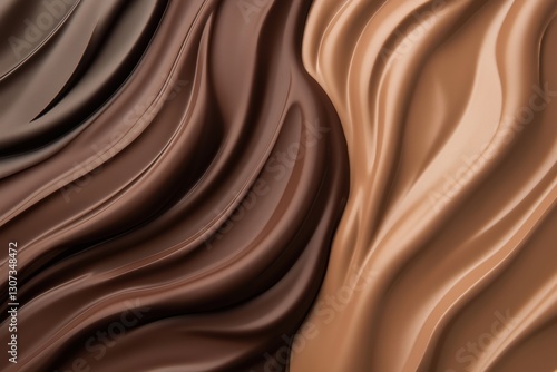 Wallpaper Mural Fluid chocolate textures in various shades, smooth waves of chocolate, closeup view Torontodigital.ca
