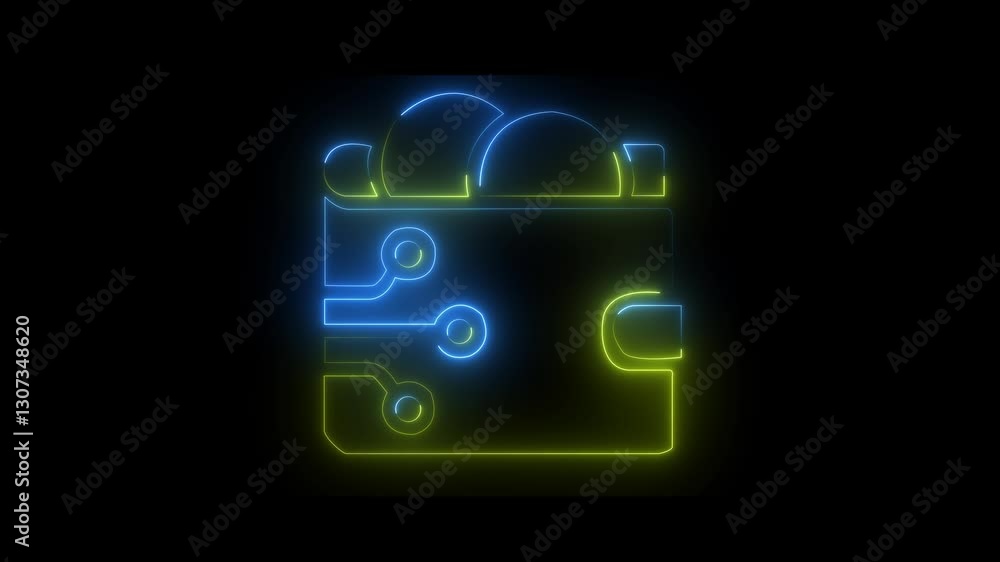 Neon glowing Cash Wallet Icon on Pure black Background 4k animation video. Money saving pocket Neon glowing Cash Wallet Icon on Pure black Background 4k animation video. Money saving pocket