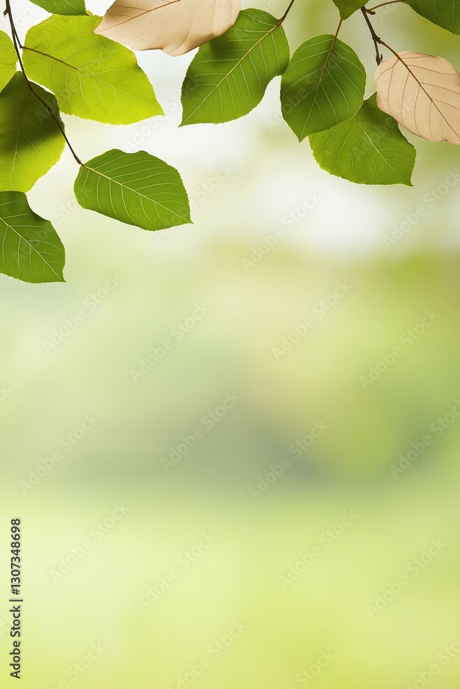 Green leaves on blurred background, nature scene, soft focus Green leaves on blurred background, nature scene, soft focus