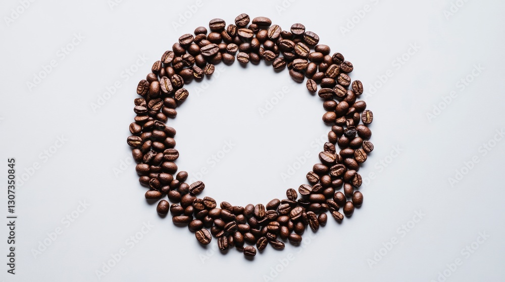 Coffee Beans Arranged in a Circular Shape on a Light Background Coffee Beans Arranged in a Circular Shape on a Light Background