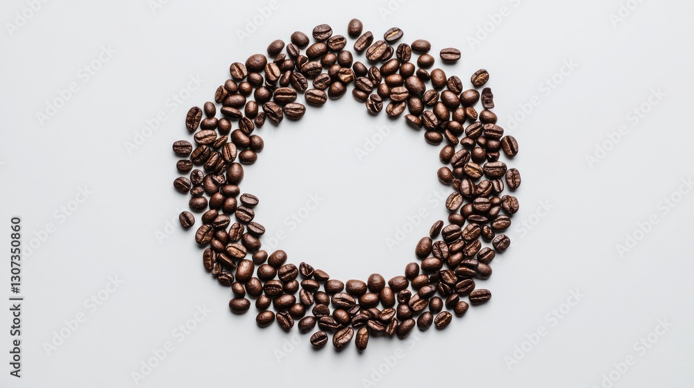 Coffee Beans Circle Frame on White Background Great for Product Placement Coffee Beans Circle Frame on White Background Great for Product Placement