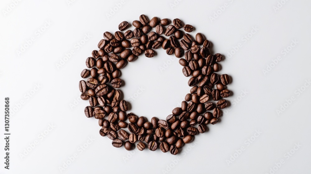 Coffee Beans Forming Circle on White Background for Product Placement Coffee Beans Forming Circle on White Background for Product Placement