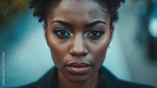 Empowered and Confident African American Woman in a Leadership Role Her Determined Gaze Conveying Strength Authority and