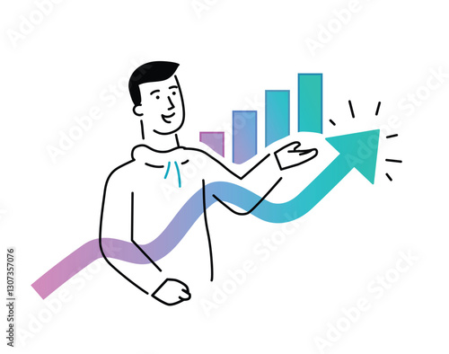 Set of illustrations people are holding a workshop. Workflow, growth, graphics. Business development, milestones, start-up. linear illustration Icons infographics. Landing page site print poster. Line