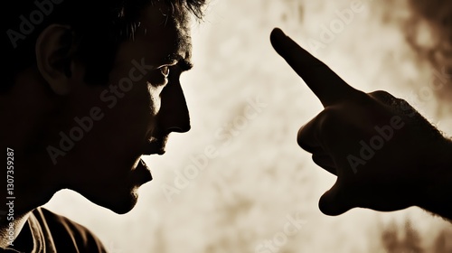 Silhouette of a manager in close up view delivering a passionate motivational pep talk to an employee encouraging them to embrace growth and take on leadership opportunities in the workplace