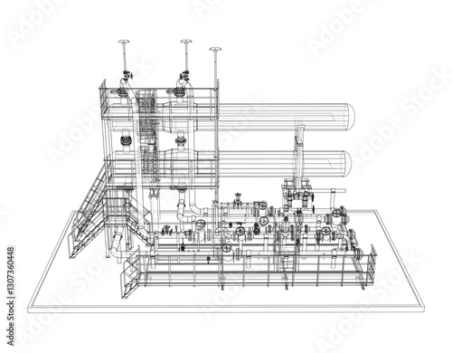 Petroleum heater exchanger. Vector rendering of 3d